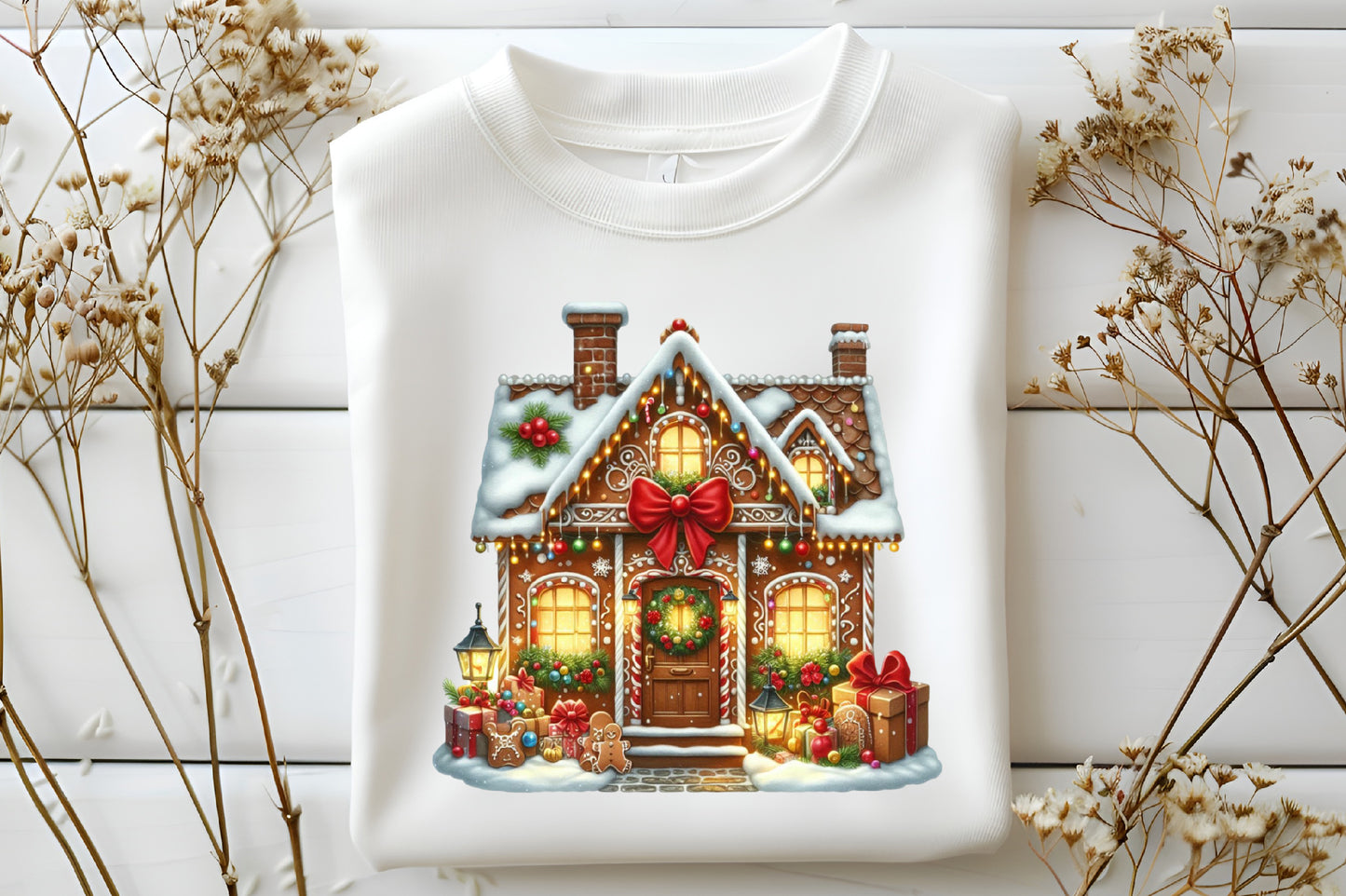 Watercolor Christmas Gingerbread House Clipart PNG Bundle | Gingerbread Village & Holiday Houses