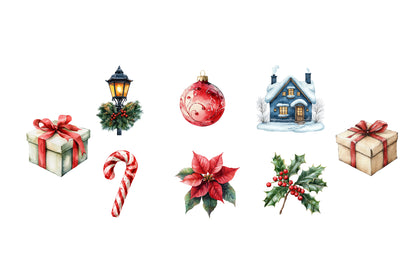 Christmas Clipart PNG Bundle | Winter Christmas Village & Holiday Decor | Christmas Sublimation