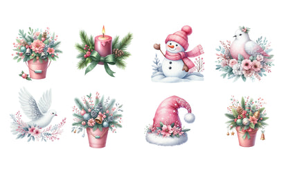 Christmas Clipart Bundle PNG | Watercolor Holiday Clipart Collection | Christmas Sublimation PNG Bundle