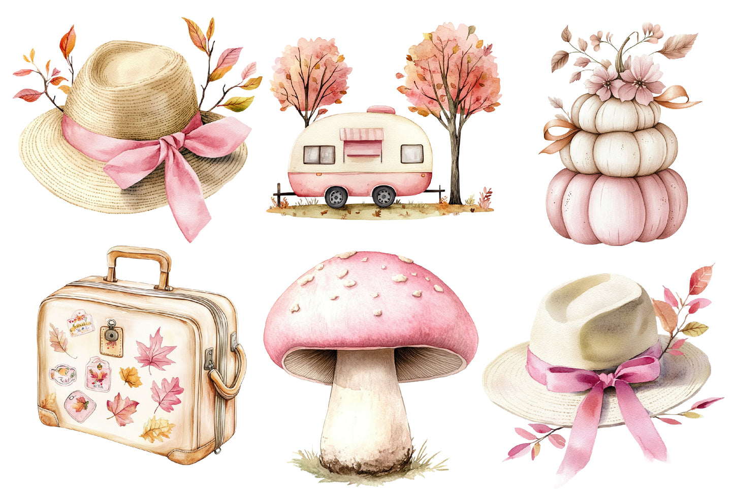 Autumn Serenity Clipart PNG Bundle | Watercolor Peaceful Fall Nature Clipart | Cozy Woodland Autumn PNG