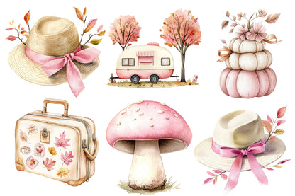 Autumn Serenity Clipart PNG Bundle | Watercolor Peaceful Fall Nature Clipart | Cozy Woodland Autumn PNG