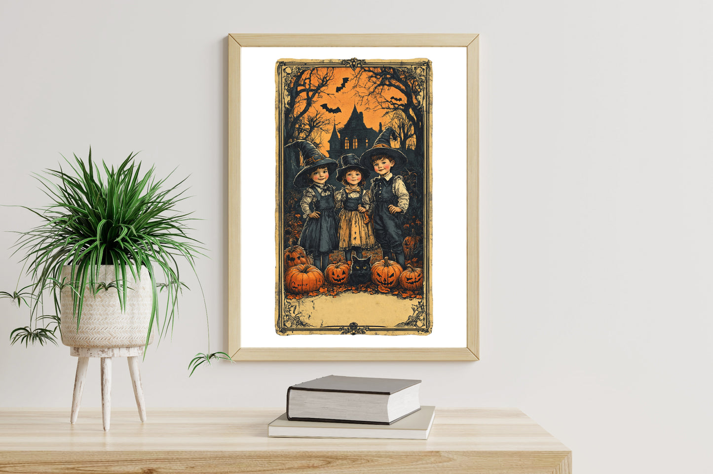 Vintage Halloween Card PNG Sublimation Bundle | Retro Halloween Cards, Pumpkin, Witch, Ghost & Black Cat Clipart