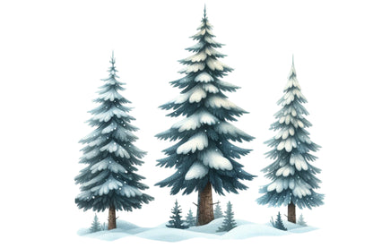 Winter Christmas Clipart PNG Bundle | Snowy Winter Watercolor Clipart | Cozy Christmas PNG
