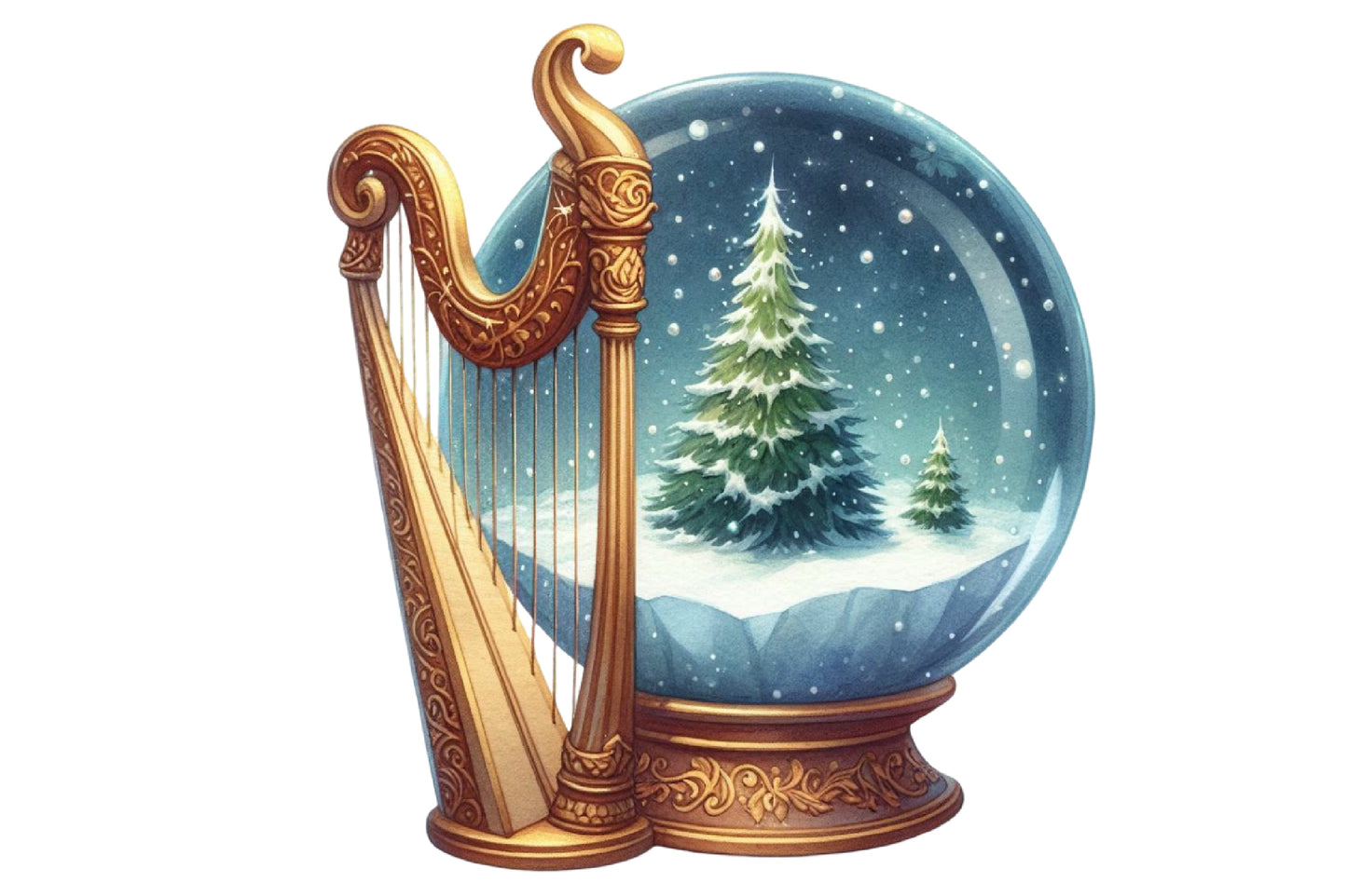 Christmas Music Clipart PNG Bundle | Watercolor Festive Christmas Music Clipart | Holiday Musical Sublimation PNG