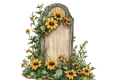 Halloween Floral Signs Clipart PNG | Rustic Wood Sign, Pumpkin & Rose Floral Frames,