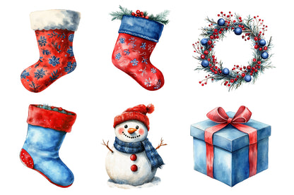 Christmas Village Clipart PNG Bundle | Scandinavian Winter Christmas Watercolor | Holiday Sublimation