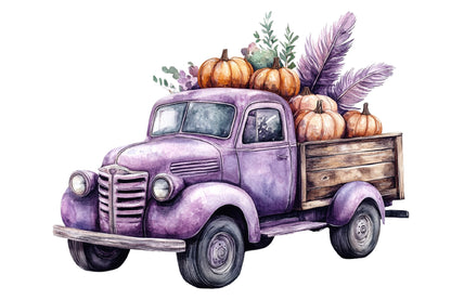 Fall Vintage Truck PNG Bundle | Retro Pickup Truck Clipart, Pumpkin Truck PNG