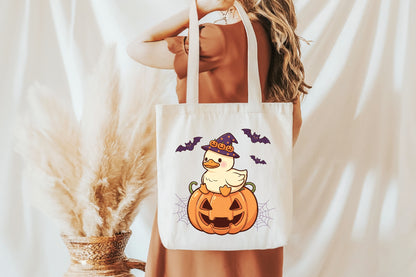 Cute Halloween Duck Pumpkin Witch Hat Bat PNG