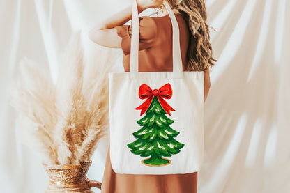 Classic Christmas Tree With Red Bow PNG Sublimation Design