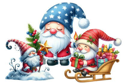 Christmas Gnome Clipart PNG Bundle | Cute Santa Gnomes, Nordic Gnomes, Christmas Gifts, Candy Canes & Holiday Decorations