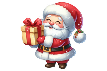 Santa Claus Watercolor Clipart PNG Bundle | Christmas Santa PNG | Cute Santa Sublimation