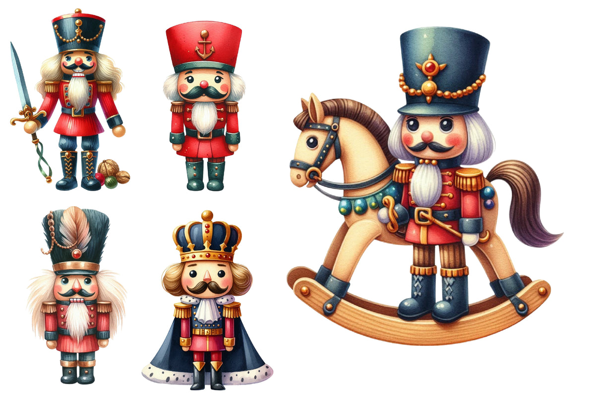 Christmas Nutcracker Clipart PNG Bundle | Watercolor Cute Nutcracker Christmas Clipart | Festive Holiday Sublimation PNG