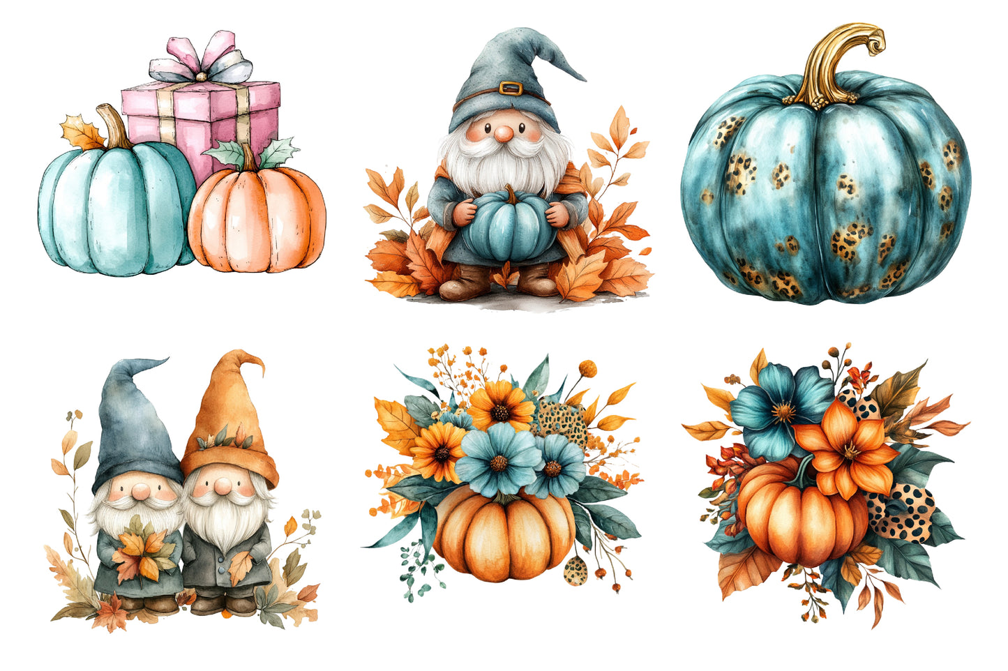 Whimsy Fall Clipart PNG Bundle | Cute Autumn Pumpkin, Fox, Mushroom, Leaves & Cozy Cottage Clipart