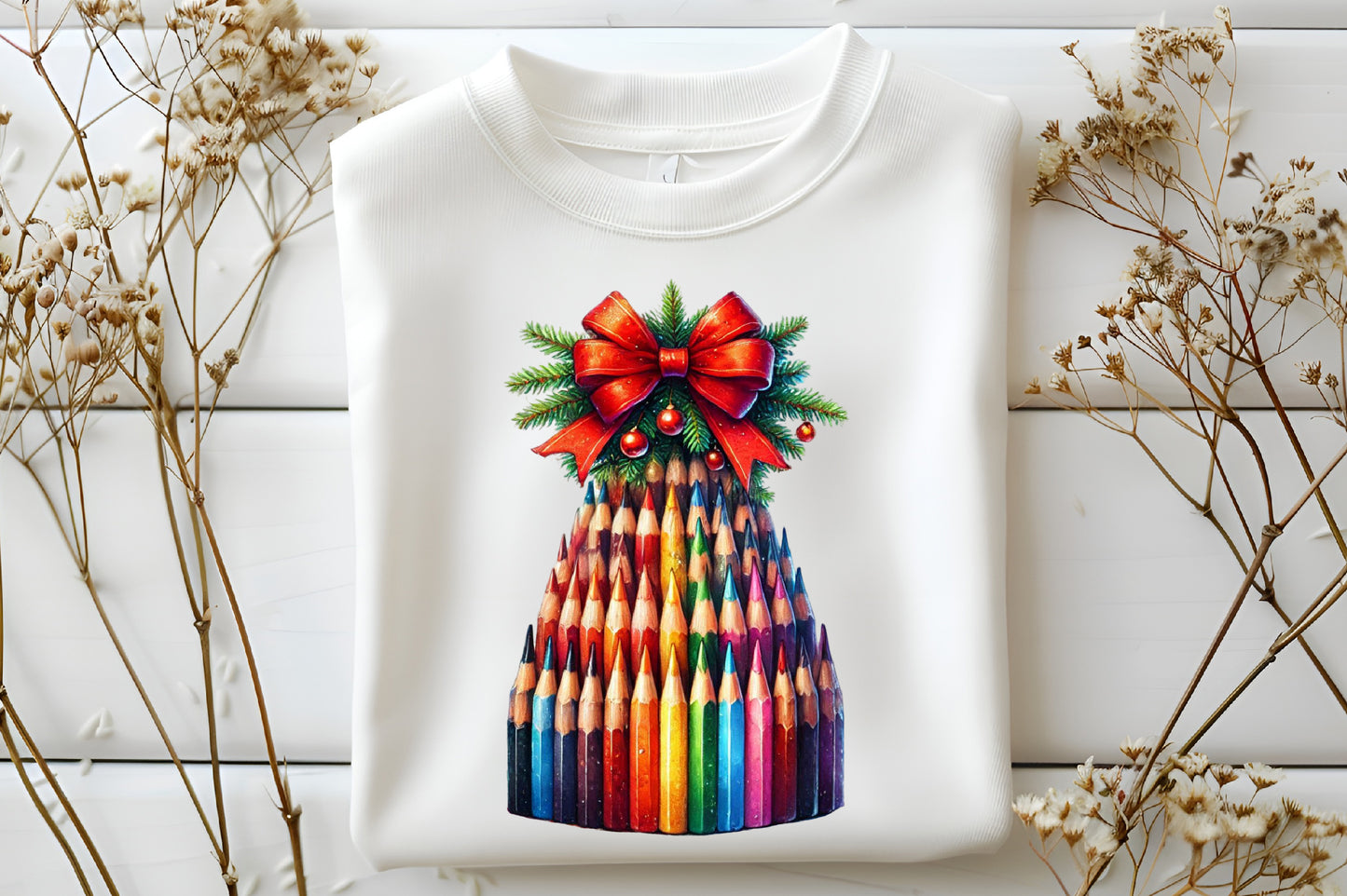 Watercolor Christmas Pencil Tree Clipart PNG Bundle | Colorful Pencil Christmas Trees