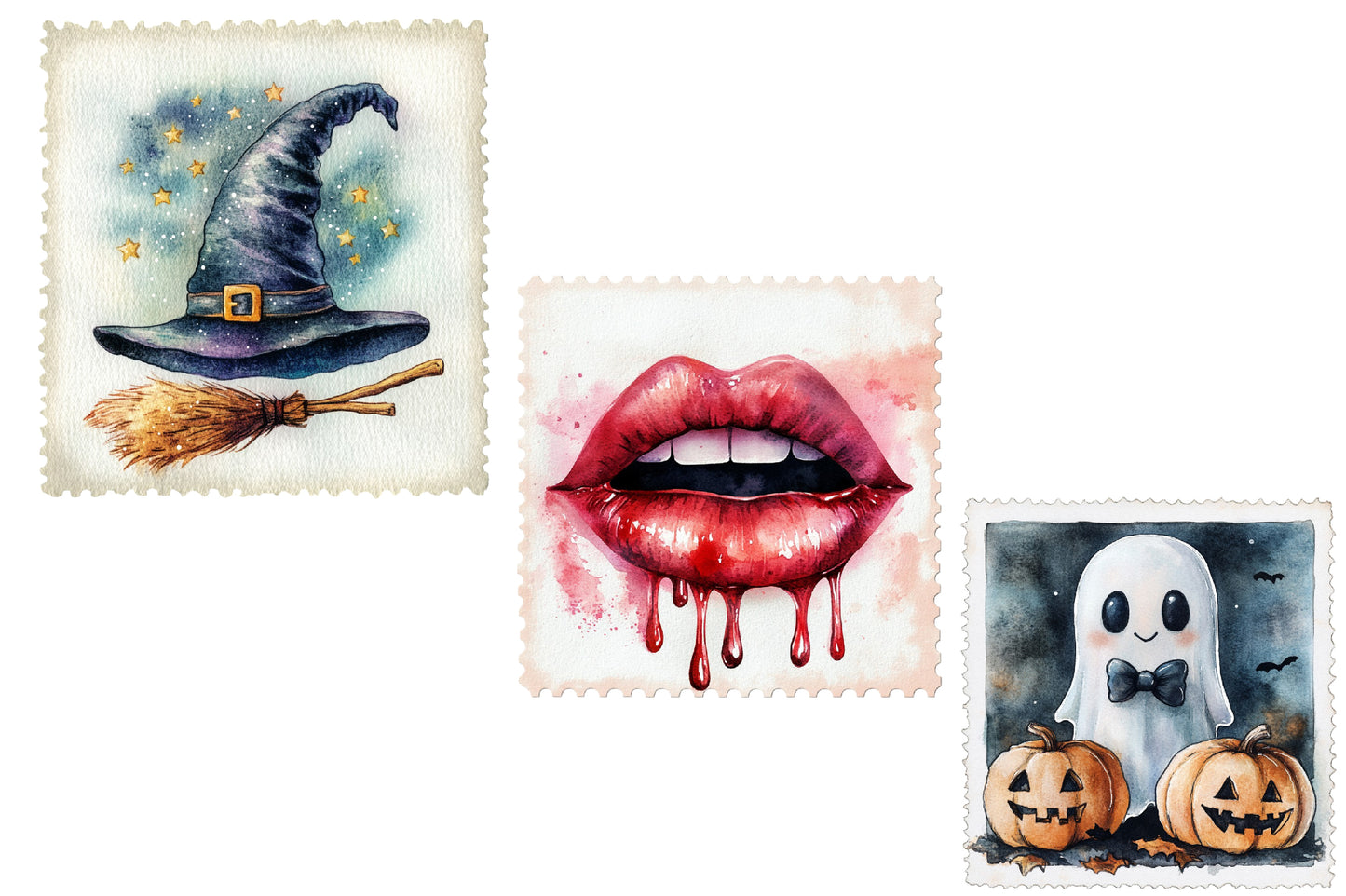 Halloween Postage Stamp Clipart PNG | Vintage Halloween Stamps, Spooky Postage Stamp Digital Art,