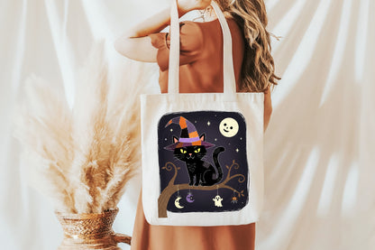 Halloween Black Cat Witch Sublimation PNG