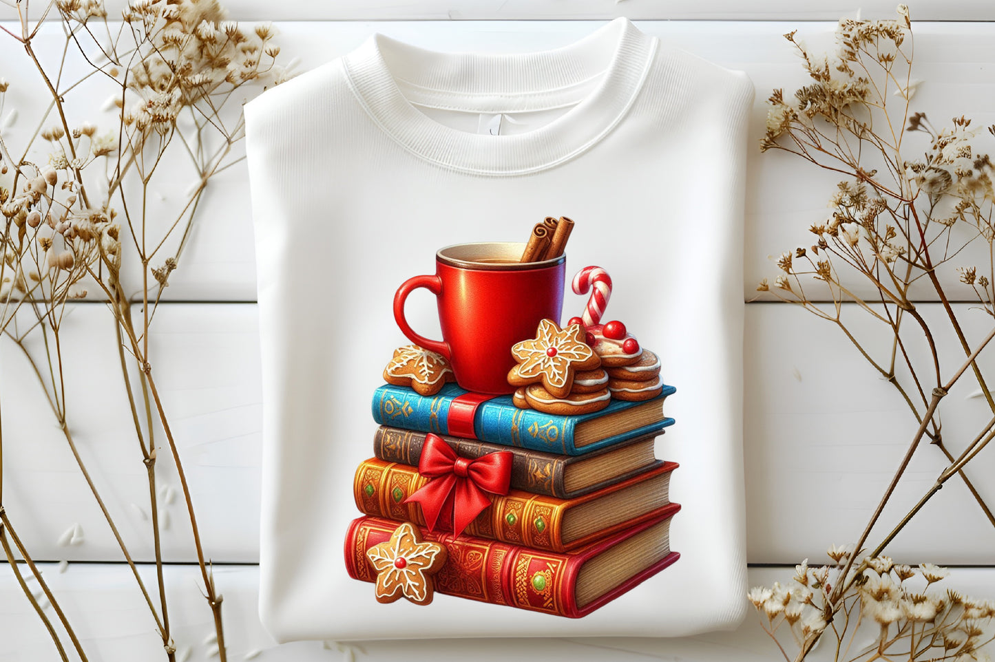Watercolor Christmas Book Clipart PNG Bundle | Cozy Christmas Books & Gingerbread | Book Lover Sublimation