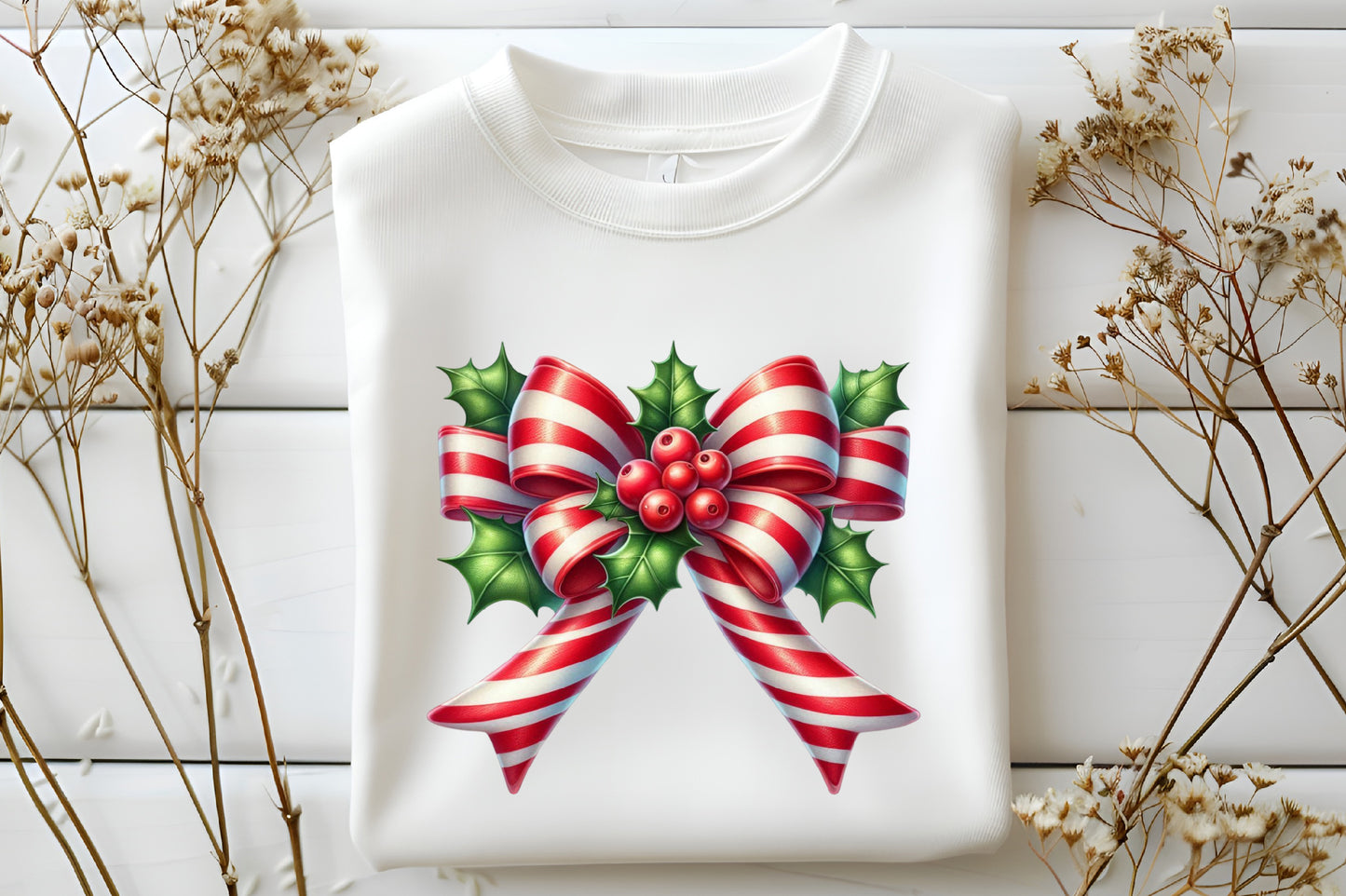 Christmas Coquette Bow Clipart PNG Bundle | Candy Cane Bow, Holly Berry, Christmas Ribbon & Festive Watercolor Designs