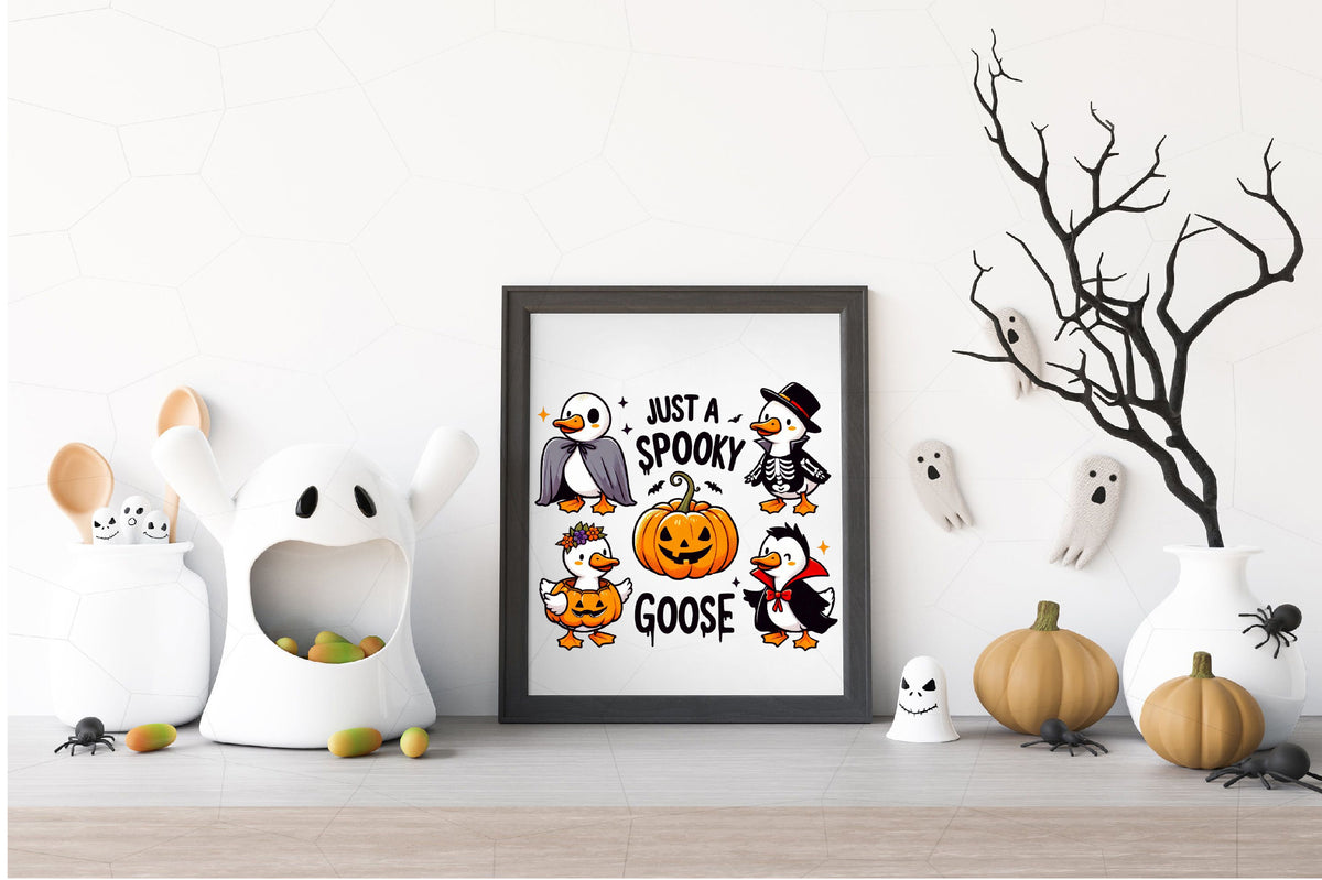 Halloween Sublimation PNG Bundle | 9 Spooky Halloween Designs, Skeleton Pool Float, Pumpkin Goose,