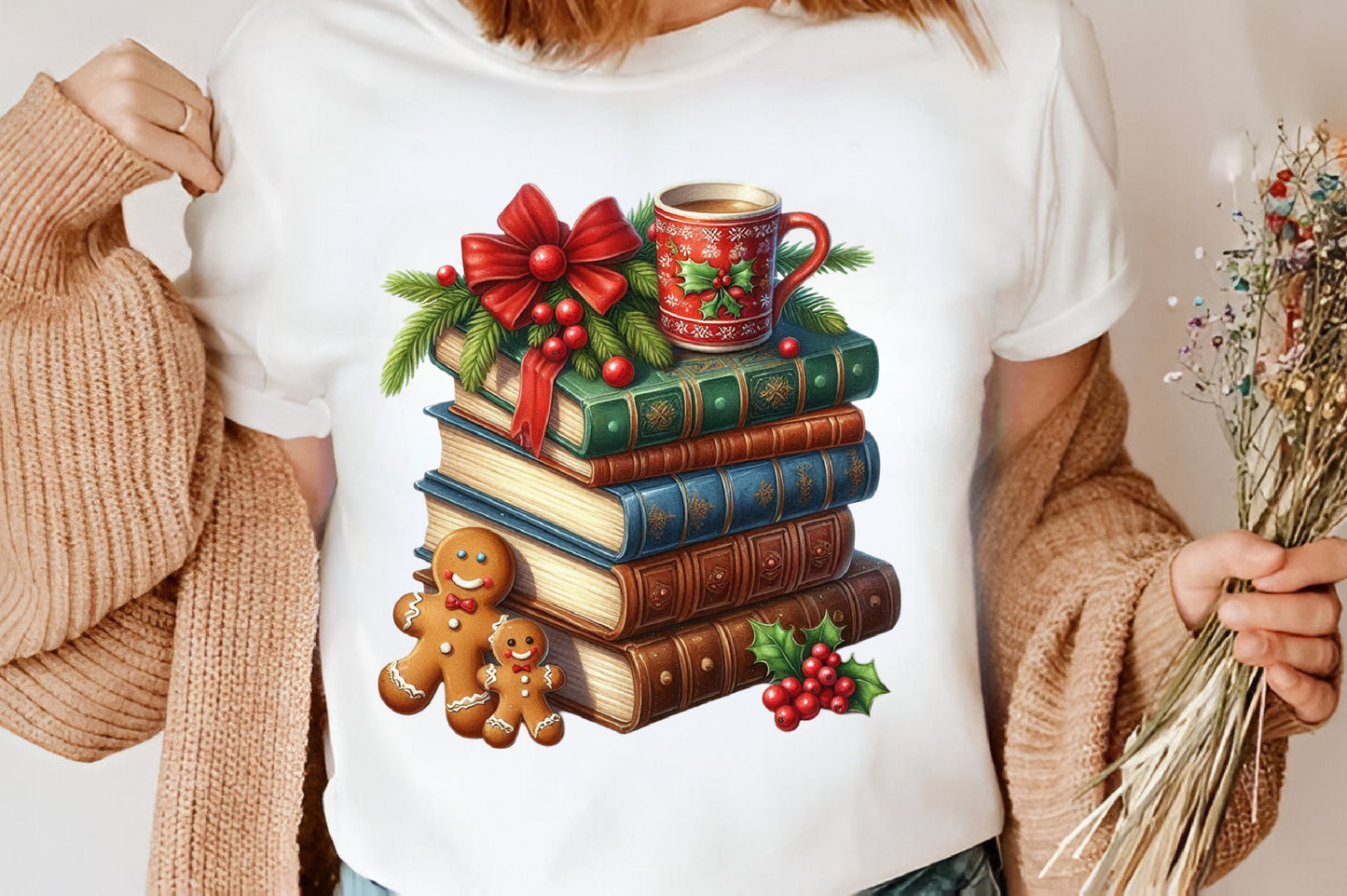 Watercolor Christmas Book Clipart PNG Bundle | Cozy Christmas Books & Gingerbread | Book Lover Sublimation