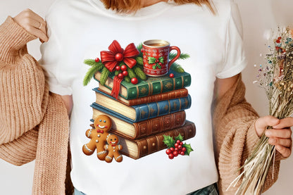 Watercolor Christmas Book Clipart PNG Bundle | Cozy Christmas Books & Gingerbread | Book Lover Sublimation