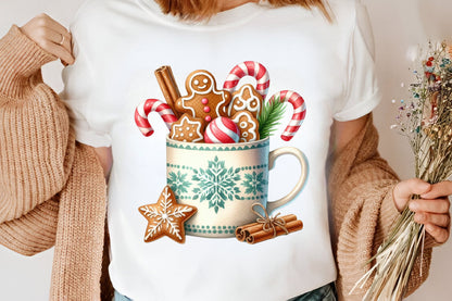 Watercolor Christmas Hot Cocoa Clipart PNG Bundle | Gingerbread Cocoa & Candy Cane