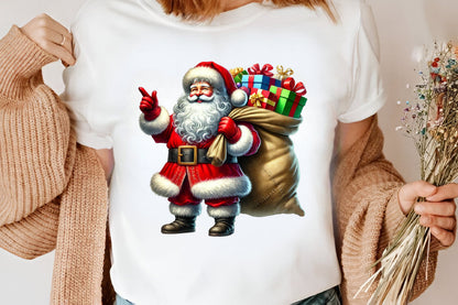 Watercolor Winter Christmas Santa Clipart PNG Bundle | Cute Santa Claus Holiday & Fireplace Designs