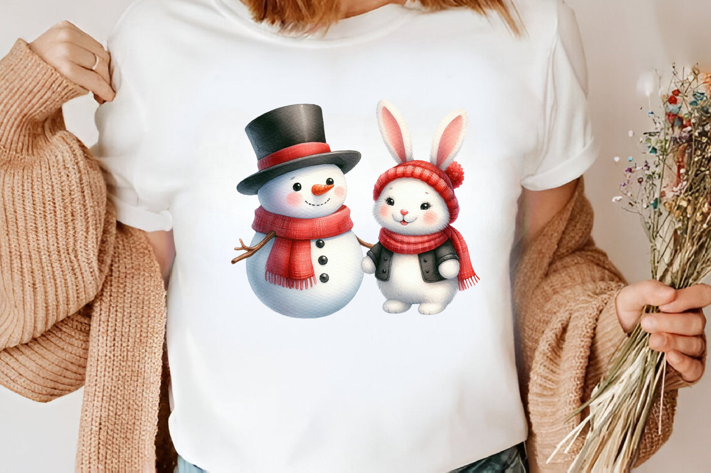 Bunny Christmas Clipart PNG Bundle | Cute Christmas Bunny, Rabbit, Snowman, Gifts & Stocking Designs