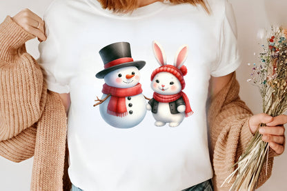 Bunny Christmas Clipart PNG Bundle | Cute Christmas Bunny, Rabbit, Snowman, Gifts & Stocking Designs