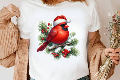 Watercolor Christmas Red Cardinal Bird Clipart PNG Bundle | Holiday Cardinal Bird