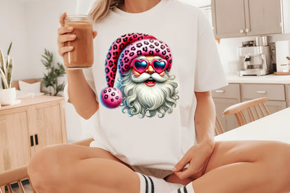 Santa Claus Pink Christmas Clipart PNG Bundle | Leopard Print Santa, Pink Christmas Santa & Heart Sunglasses