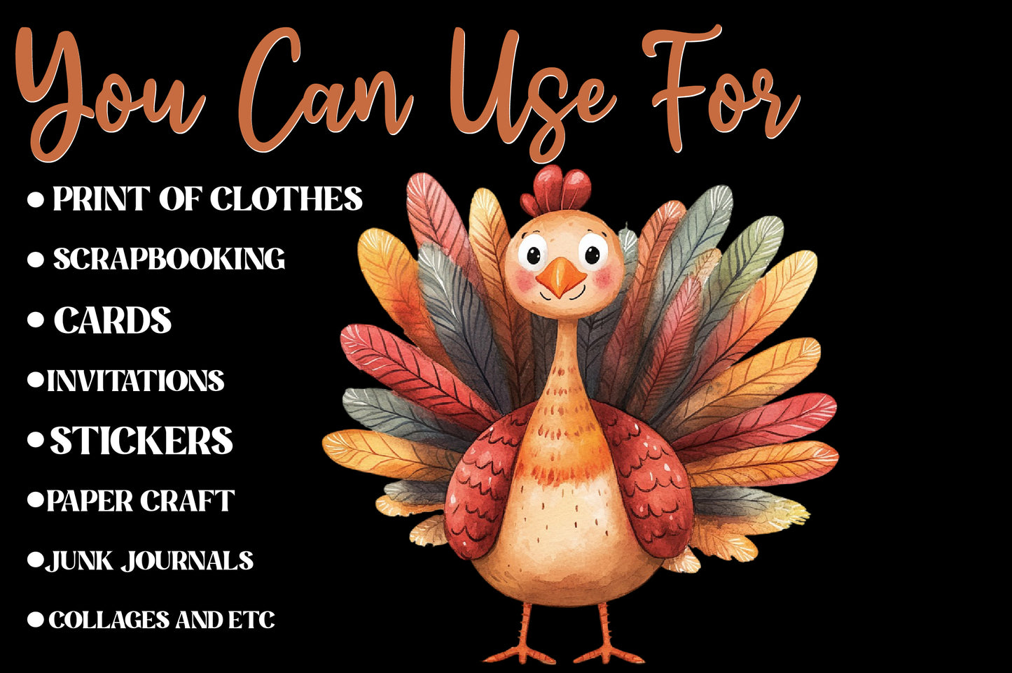 Autumn Turkeys PNG Bundle | Cute Thanksgiving Turkey Clipart | 17 Transparent Fall Turkey Sublimation