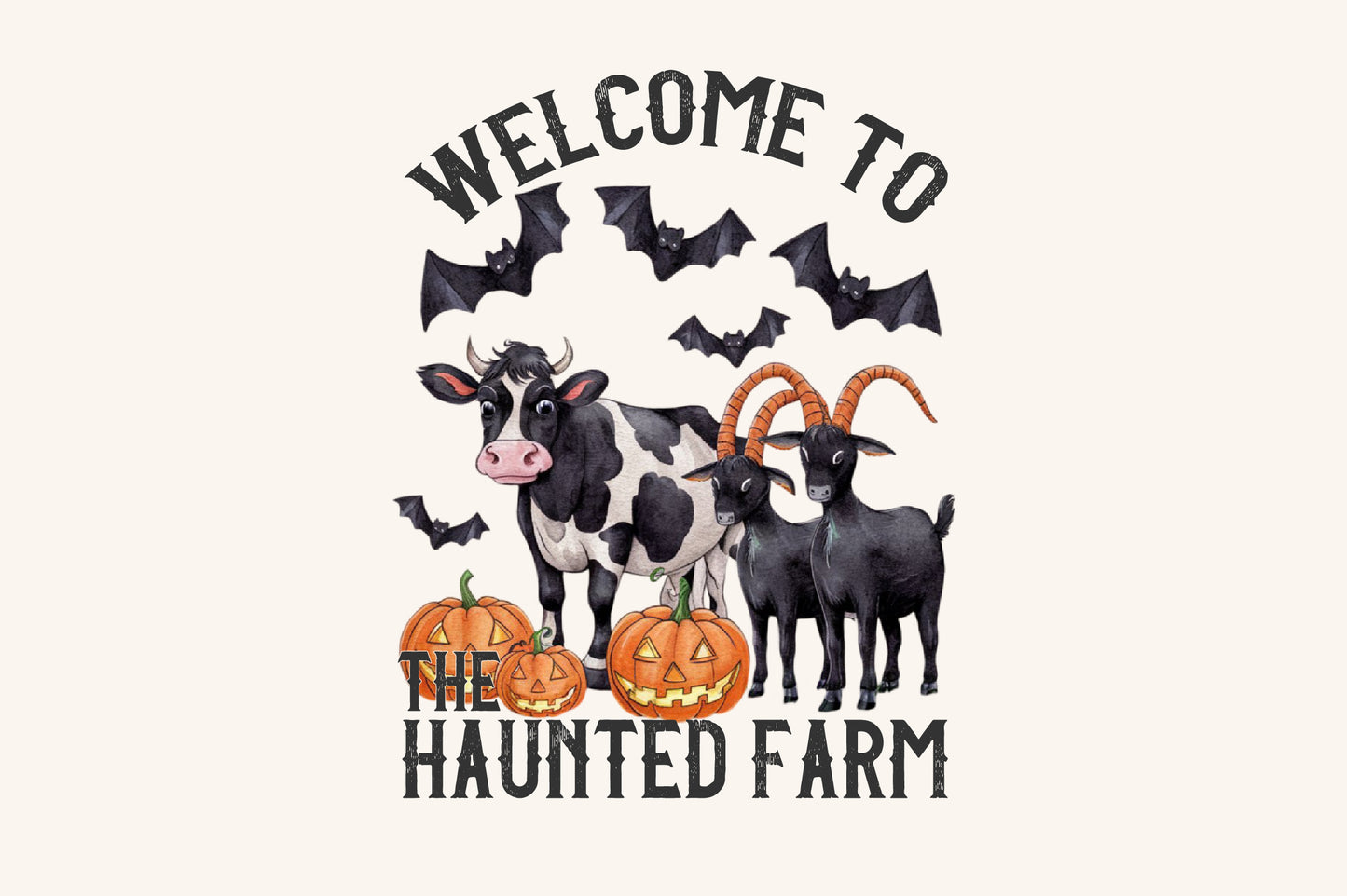 9 Vintage Halloween Farm Animals PNG Spooky Pumpkin Animal Clipart