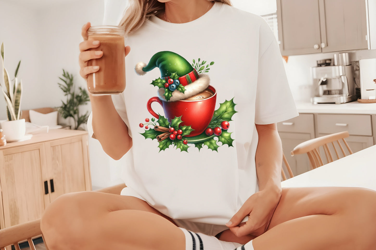 Christmas Coffee Cup Clipart PNG Bundle | Red Coffee Mugs, Santa Hats, Holly Berry & Festive Winter Coffee Designs