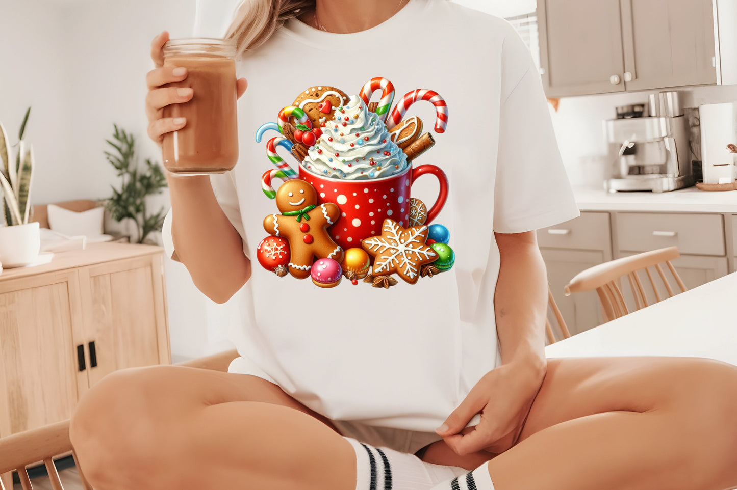 Watercolor Christmas Hot Chocolate Clipart PNG Bundle | Gingerbread & Candy Cane Cocoa Designs
