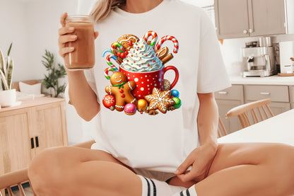 Watercolor Christmas Hot Chocolate Clipart PNG Bundle | Gingerbread & Candy Cane Cocoa Designs