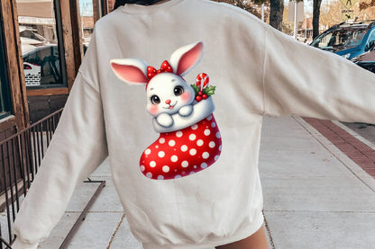 Bunny Christmas Clipart PNG Bundle | Cute Christmas Bunny, Rabbit, Snowman, Gifts & Stocking Designs