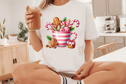 Watercolor Christmas Hot Cocoa Clipart PNG Bundle | Gingerbread Cocoa & Candy Cane