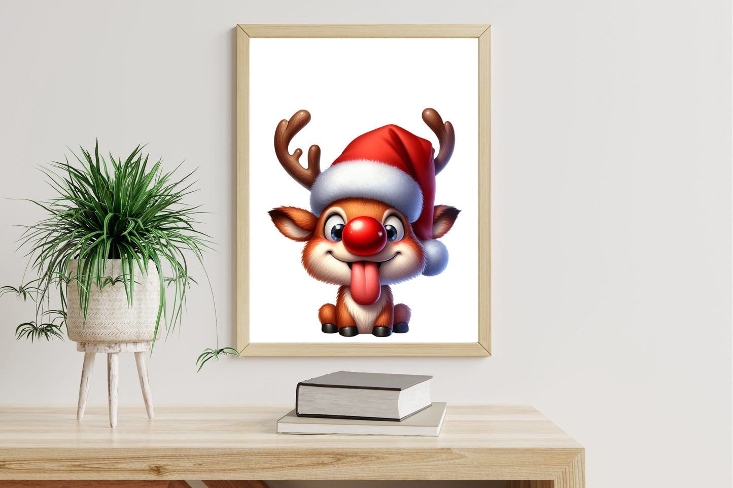Watercolor Funny Reindeer Clipart PNG Bundle | Cute Christmas Reindeer, Rudolph & Holiday Characters