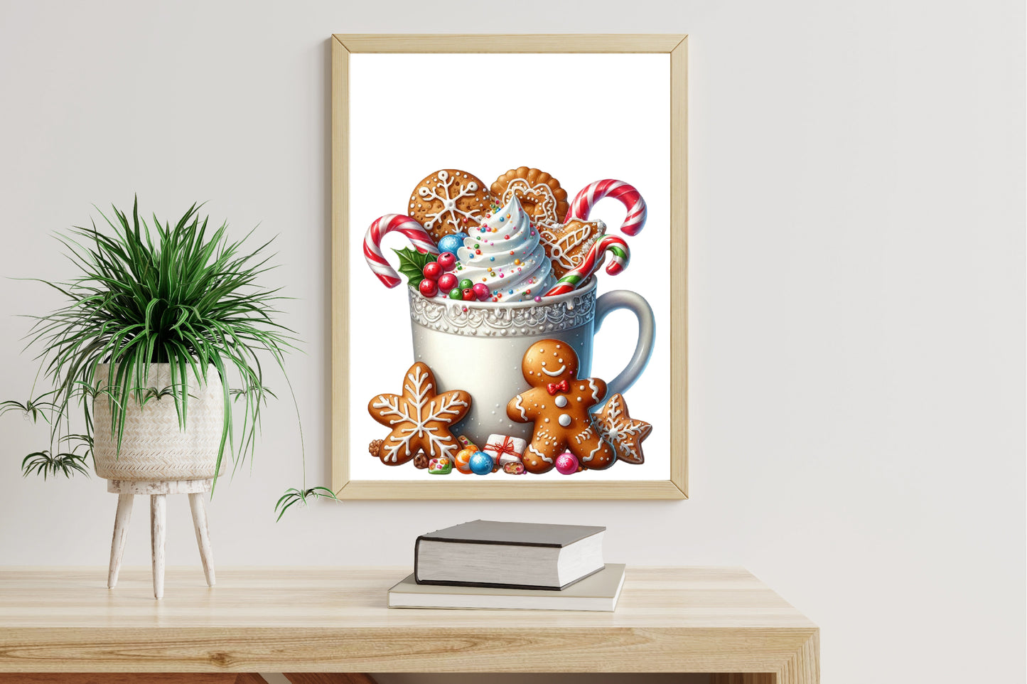 Watercolor Christmas Hot Chocolate Clipart PNG Bundle | Gingerbread & Candy Cane Cocoa Designs