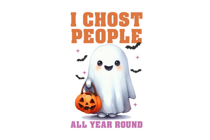 8 Watercolor Halloween Funny Ghost PNG Clipart Bundle Cute Boo