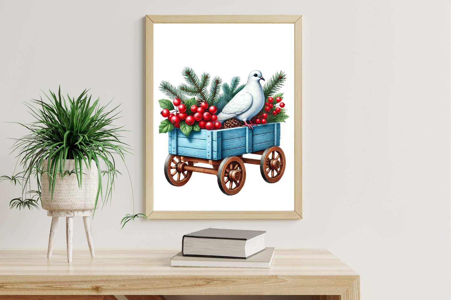 Watercolor Christmas White Dove Clipart PNG Bundle | Peace Dove & Festive Holiday Floral Designs