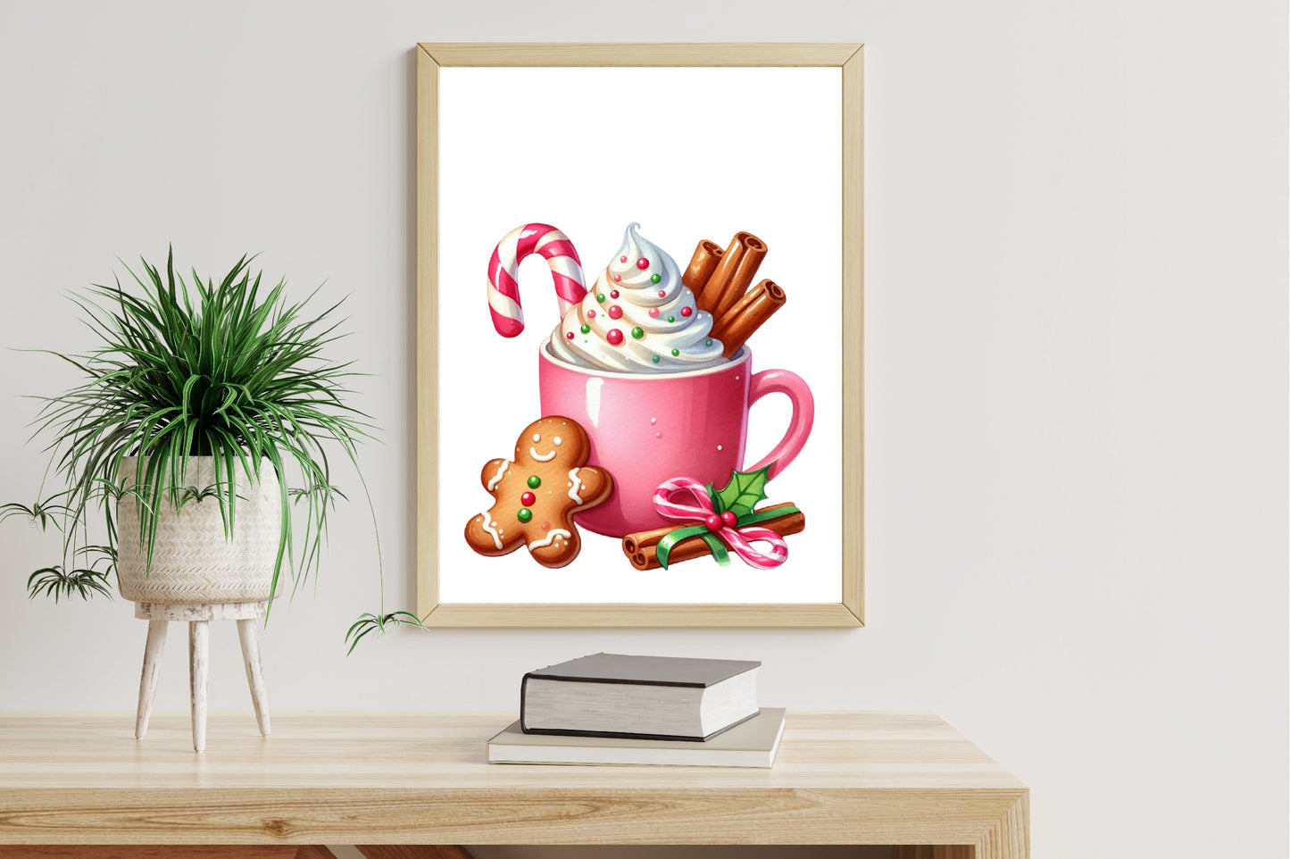 Watercolor Christmas Hot Cocoa Clipart PNG Bundle | Gingerbread Cocoa & Candy Cane