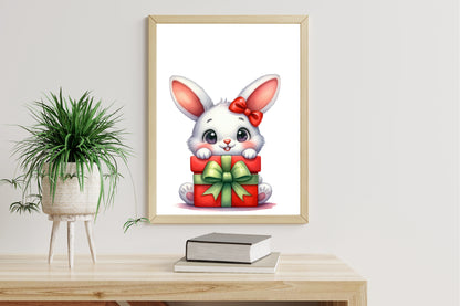 Bunny Christmas Clipart PNG Bundle | Cute Christmas Bunny, Rabbit, Snowman, Gifts & Stocking Designs