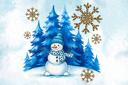 Christmas Snowman PNG Clipart Bundle | Watercolor Cute Christmas Snowman PNG | Festive Winter Snowman Sublimation