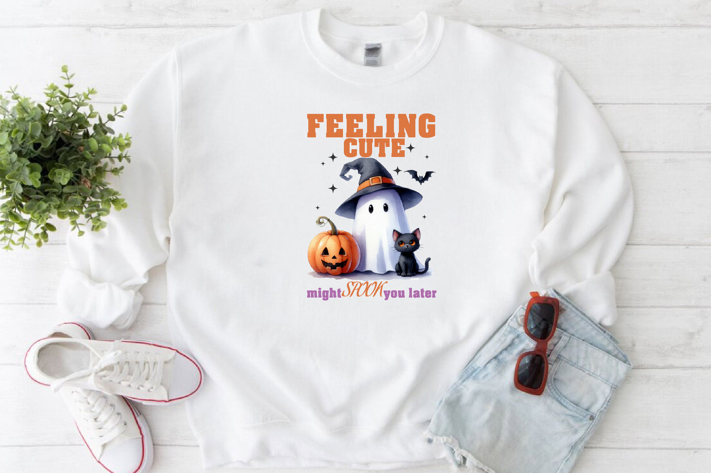 8 Watercolor Halloween Funny Ghost PNG Clipart Bundle Cute Boo