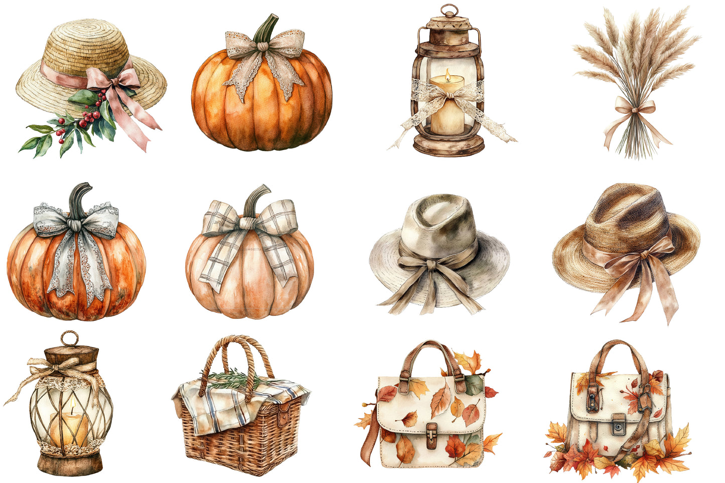 Watercolor Neutral Rustic Coquette Fall Clipart 41 PNG