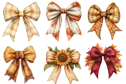 Watercolor Western Summer Bow Clipart Bundle Rustic Bow PNG