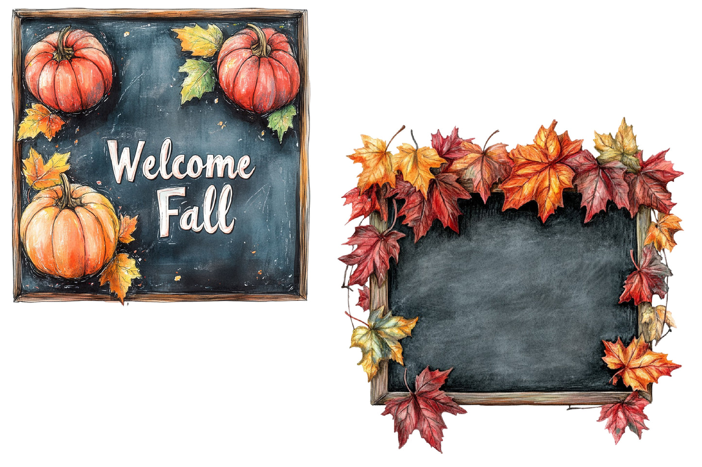 Autumn Back to School Clipart PNG Bundle | Watercolor Fall School Clipart | Cute School Supplies & Autumn PNG