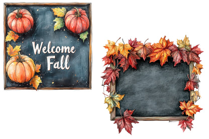 Autumn Back to School Clipart PNG Bundle | Watercolor Fall School Clipart | Cute School Supplies & Autumn PNG